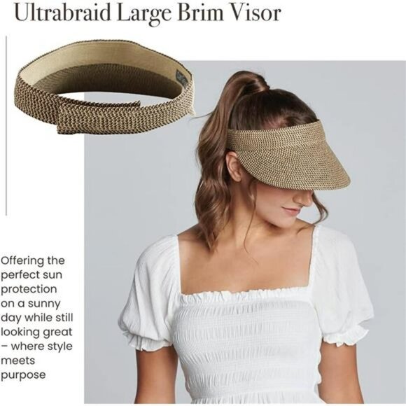Womens wide brim sun visor hat UPF 50 summer beach hat adjustable velcro fit - Picture 4 of 8